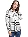 Allegra K Women's Roll-up Long Sleeves Buttoned Plaid Boyfriend Shirt M Black White
