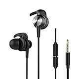 Earbuds with Microphone, Tonicstar Wired Headphones with Earhooks Black