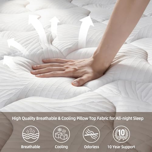 Himanba Full Mattress 12 Inch Memory Foam Hybrid Mattress in a Box, Individual Pocketed Spring for Motion Isolation & Pressure Relief, Breathable Cooling Fabric, Medium Firm, Edge Support, CertiPUR-US