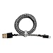 Tera Grand - Apple MFi Certified Lightning to USB-A Braided Cable for iPhone 13/12/11 Pro Max Mini, SE XS Max XR X, 8/7/6 Plus, iPad, AirPods, 4 ft Black/White, (APL-WI114-BKWH)