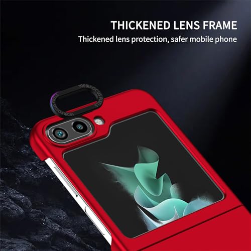 Funda para Galaxy Z Flip 5/Flip5, Carcasa Protección Deslizante para la Cámara, con 360 Grados Full Body Anti-Shock Anti-arañazos Case Protector Bumper Silicona y Armor Soporte Carcasa,Rojo