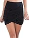 Allegrace Women Sexy Wrap Runched Stretch Draped Short Mini Pleated Skirts Black S