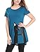 Allegra K Women's Cat Pattern Short Sleeves Round Neck Tunic Tee XL Blue