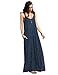 Verdusa Women's Bohemian Backless Spaghetti Strap Loose Maxi Beach Dress Navy M