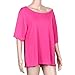 Laimeng T-Shirt,Women's Sleeve Casual Tops White T-Shirt (XL, Hot Pink)
