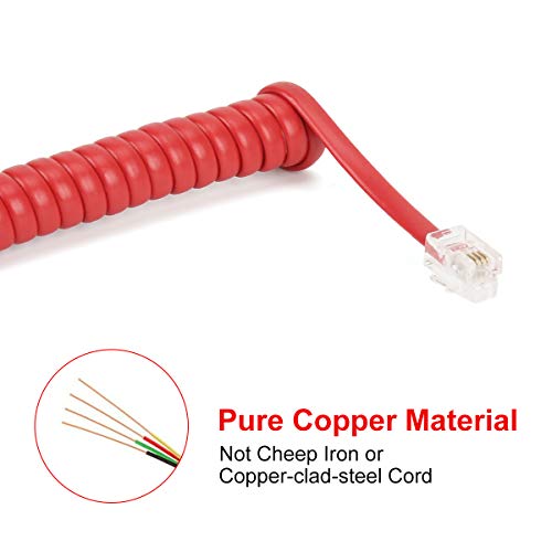 image for Telephone Phone Handset Cable Cord,Uvital Coiled Length 0.72 to 6 Feet