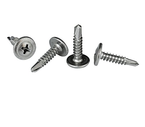 #8 x 3/4" Phillips Modified Truss Head Self-Drilling Tek Screw, 410 Stainless Steel for Attaches Steel, Stainless Steel, Sheet Metal - Box of 100