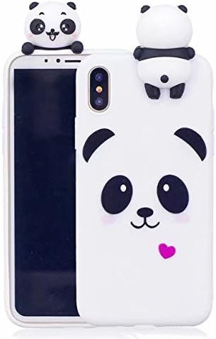 CUAgain Compatible with iPhone XS Max Case Silicone 3D Cute Pattern [White Panda] Girly Matte Cover Protective Ultra Thin Slim Bumper One Piece Shockproof for Girls Boys Men Women