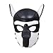 Zhengya Full Face Mask Dog Puppy Hood Leather Helmet Removable Mouth Cosplay Costume Party Props（M,Black&White