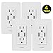 UCOMEN 3.4A Wall Outlet with USB Ports - 15Amp Duplex Tamper Resistant, White USB Outlets - 4 Pack