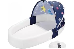 Gresource Portable Baby Lounger, Baby Nest Travel Bassinet for Newborn, Infant and Toddler, Foldable Washable Baby Nest with Mosquito Net and Sunshade (Blue)