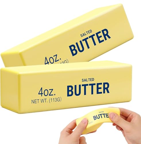 Last Page®2Pack Slow Rising Dumpling Squishy Butter Squeeze Toys, Slow Rising Squishy,Squeeze Ball Realistic Butter Stick Soft Squeeze Toys for Adults Office Home Stress Relief (Yellow)
