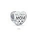 Bling Jewelry Heart Shape American Patriotic USA Flag Words Military Mom Charm Bead For Women Wife .925 Sterling Silver Fits European Charm Bracelet