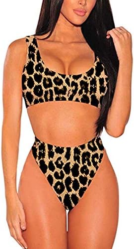 Womens Crop Top Scoop Neck High Waisted Bikini Sets Two Piece Swimsuits