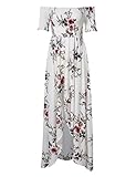 Leadingstar Women Summer Vintage Floral Print Strapless Beach Split Casual Dress