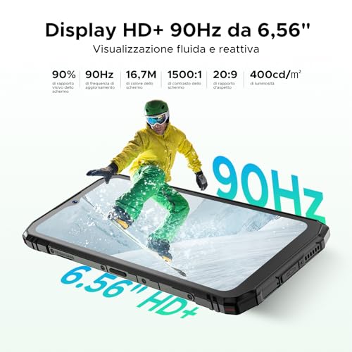 DOOGEERugged Blade 10 Energy Rugged Smartphone 4.5G, 24GB+128GB(TF 2TB), 6.56" HD+90Hz Indestructible Phone Android 15, 6150mAh Battery, Octa Core, 16MP+8MP, Widevine L1/IP68/P69K/GPS/Face ID/NFC