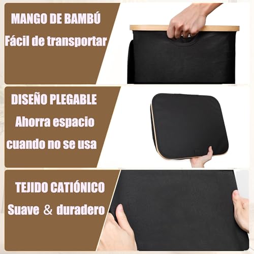 LIKYO Cesto de la Ropa Portátil Grande de 105L con Tapa Cesto de la Ropa Plegable con Tapa Ahorra Espacio en Taquillas, Dormitorios y Lavanderías, Adecuado Para Viajar, uso Doméstico（Negro）