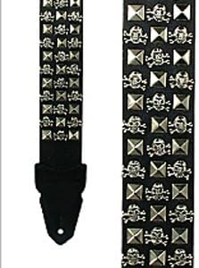 PROVIDENCE THE SKULL &amp; BONES STUDDED Chrome Guitar&amp; Bass Strap