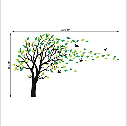 image for MAFENT Large Tree Blowing in The Wind Tree Wall Decals Wall Sticker Vi