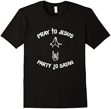 Mens Pray to Jesus party to satan Large Black