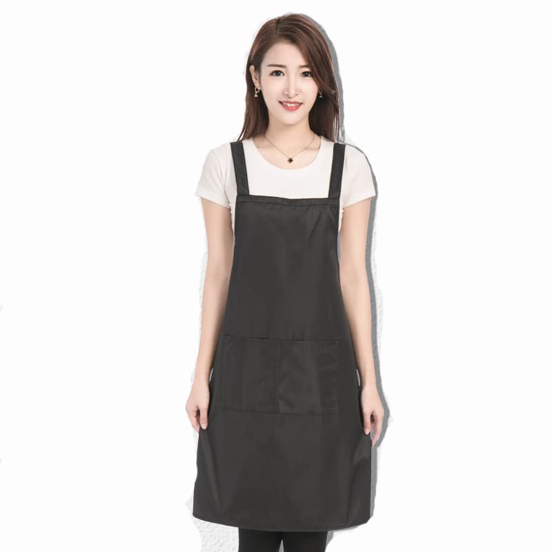 Egurs Apron Women Men Adjustable Waterproof Apron with 2 Pockets Cooking Apron Work Apron Kitchen Apron for Cooking, Baking, Painting, Housework, Black