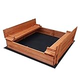 JOYMOR Kids Covered Wooden Sandbox with/ Built in