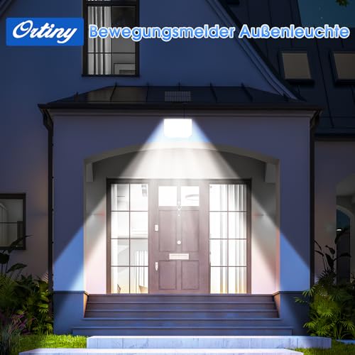 Ortiny Outdoor LED Spotlight with Solar Panel, 256 LED 3Modes Outdoor LED Spotlight with Motion Sensor Waterproof IP65 Solar Light LED Outdoor from the Ground Garden 5 m Cable 2 Pieces