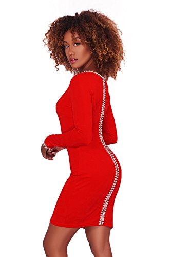 pearl embellished bodycon dress