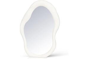 Demonwer Magnetic Locker Mirror 10x6.9 Inch Flat Placement Dual Purpose Functional make up Mirror for School Student Locker Home Refrigerator Table Locker Accessories，Creamy White