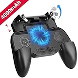 Mobile Game Controller with 4000mAh Power Bank and Cooling Fan, PUBG Mobile Controller Gamepad L1 R1 Aim and Shoot Trigger, Joystick Remote Grip for 4.7-6.5" iPhone Android iOS Phone Accessories