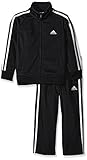 adidas Little Boys' Iconic Tricot Jacket and Pant Set, Black/White, 6