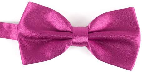 Mens Fashion Adjustable Tuxedo Classic Wedding Party Bowtie Necktie, 35 Styles Solid Color (Dark Pink)