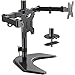 Dual Monitor Stand - Adjustable Premium Monitor Desk Mount with Swivel & Tilt and 2 Adjustable Arms, Each Arm Holds 22lbs, for 13-27 Inch LCD Screens, Grommet Hold Mounting by HUANUO
