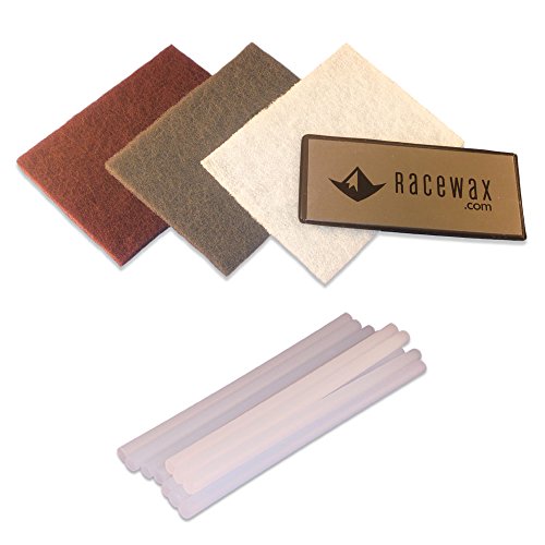 RaceWax Ptex Ski Base Repair Kit 10 clear p-tex metal scraper +3 pads