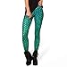 Ensasa Women's Mermaid Digital Print Green Dragon Fish Scales Leggings (Small, Green)