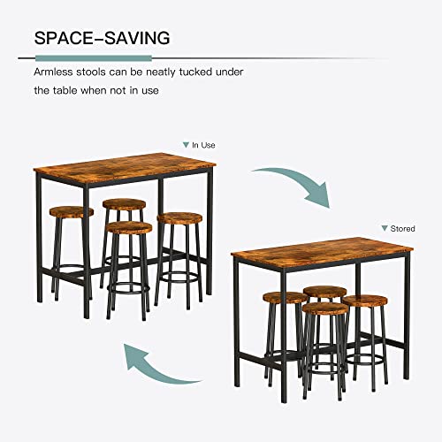 AWQM Bar Height Table and Chairs Bar Table with 4 Stools Industrial