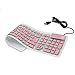 CHINFAI External Keyboard for Laptop Silicone Roll Up Folding Travel Portable Wired USB Keyboard for Tablet Computer PC (Pink)