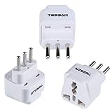 TESSAN Grounded Universal Travel Plug Adapter USA to Italy Travel Prong Converter Adapter Plug Kit for Italy (Type L) - 3 Pack(WHITE)
