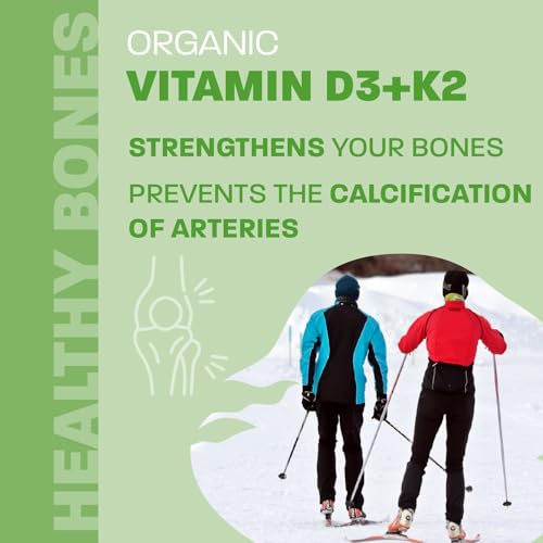 Certified Organic Vitamin D3 & K2 (MK7-Natto) - Bones & Immune Support Drops - Non-GMO - Gluten-Free - Fast Absorption - Liquid Supplement - Made in Canada - 490 Drops - 13.5 ml (Pack of 2)