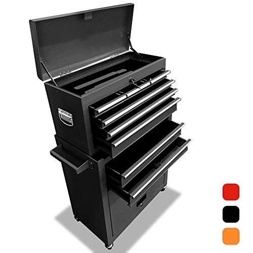 Big Tool Chest,Removable 2 in 1 Tool Box,8-Drawer Tool Storage,Detachable Tool Chest with 4 Universal Wheels (2 PCS Lockable),Keyed Locking System Toolbox Organizer,black - Thumbnail 6