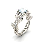 Womens Engagement Wedding Rings Cuekondy Floral Transparent Diamond Flower Vine Leaf Eternity Promise Ring for Her Anniversary Gift (Silver, 7)