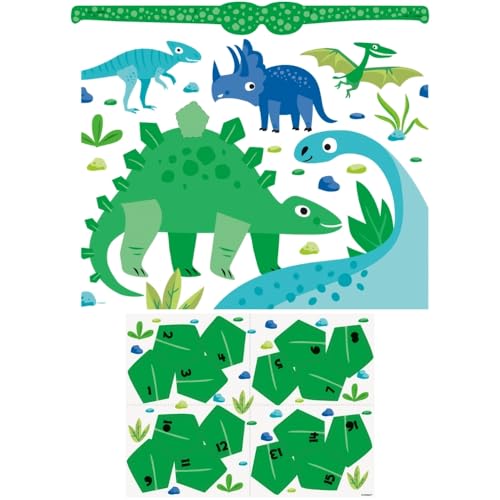 Vibrant Green & Blue Dinosaur Party Game Set - (1 Set) - Exciting & Fun for Kid…