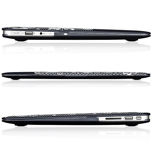 MacBook Air 13 inch Case A1466 A1369, Kuzy Rubberized Hard Cover (Older Version 2017, 2016) - LACE Black - Thumbnail 7