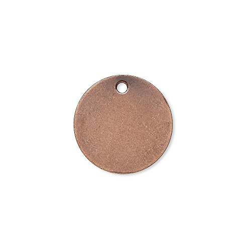 20 Flat 15mm Round Circle Blank Coin Drop Stamping Charms Plated Brass Metal (Antique Copper Plated)