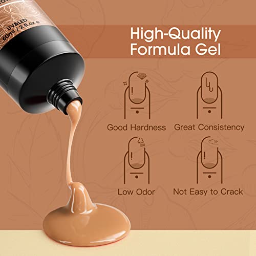 ROSALIND 60ML POLY NAIL GEL FALL COLOR, BROWN POLY EXTENSION POLY NEUTRAL COLOR GEL BUILDER NAIL QUICK BUILDING ACRYLIC NAILS LIGHT BROWN POLY EXTENSION GEL POLY THICKENING FALL NAIL