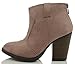 Soda Women's Albert Faux Suede Cowboy Pull-Tab Stacked Heels Ankle Booties Taupe IMSU 7