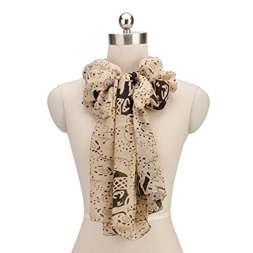 Herrico Women's Classic Chiffon Fashion Printed Scarves Elephant Beach Towel Beige
