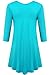 JollieLovin Womens 3/4 Sleeve Loose Fit Swing Tunic Tops Basic T Shirt(1X,Lake Blue)