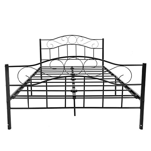 HOMERECOMMEND Metal Bed Frame Queen Size Black Platform with Headboard and Footboard No Box Spring Needed Hevay Duty Steel Slats - Thumbnail 2