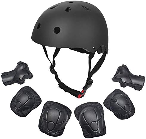 Dostar Kids Youth Adjustable 7Pcs Sports Protective Gear Set Safety Pad Safeguard (Helmet Knee Elbow Wrist) Roller Bicycle BMX Bike Skateboard Hoverboard and Other Extreme Sports Activities